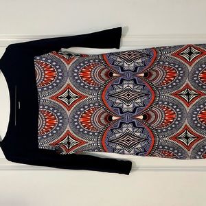 Envi long sleeve/fitted black with multicolor dress 
Size: S